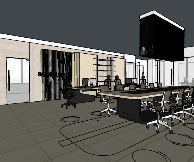 Open-plan office workstations